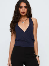 Michella Wrap Top Navy